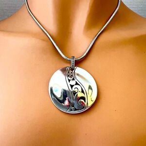 Brighton A La Mode Silver Pendant Retired Necklace. Beautiful silver plated